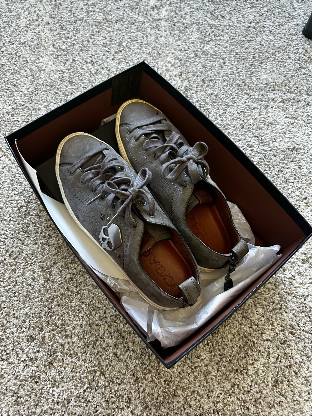 Coach genuine suede silver skull Sneakers size 7.5 - Picture 2 of 8